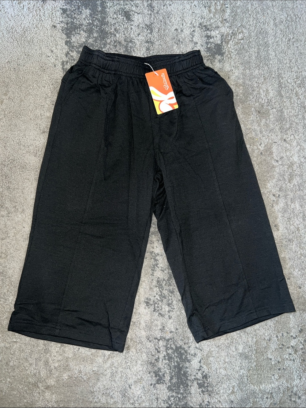 Kids Black Elastic-Waist Comfort Shorts
